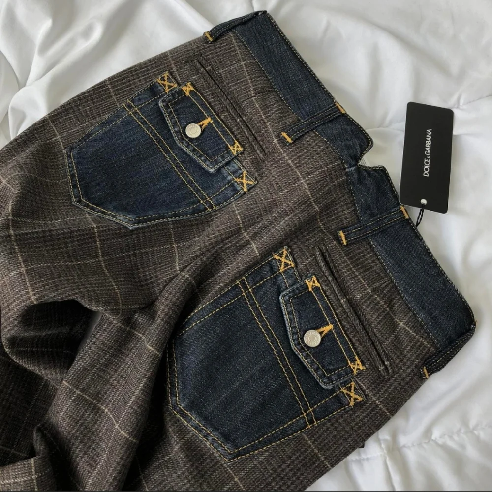 Dolce & Gabbana Wool And Denim Lowrise Tartan Trousers - Picture 3 of 9